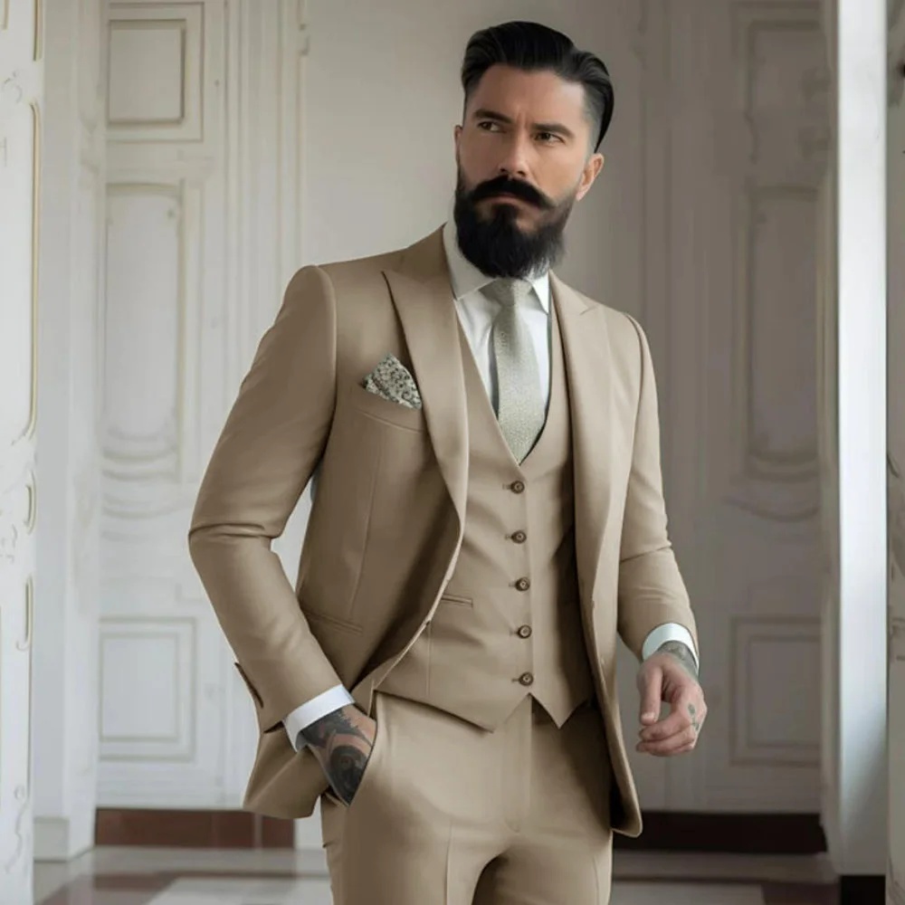 Men Formal Wear With Coat - Костюм мужской из 3 предметов цвета