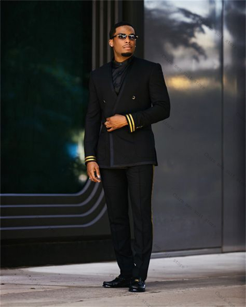 Formal Wear For Men Yellow - Черный мужской костюм, комплект из 2