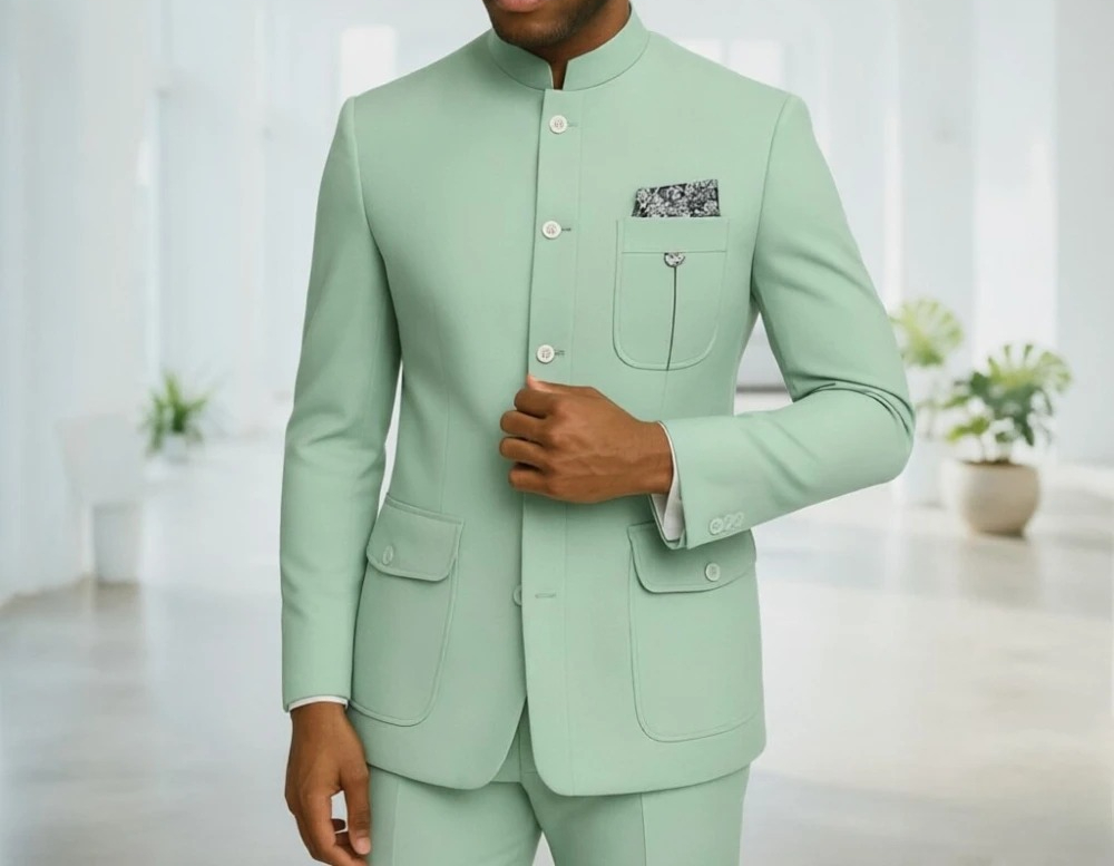 Men Formal Wear For Wedding - Мужской костюм Safari: Премиальный светло-зеленый пиджак