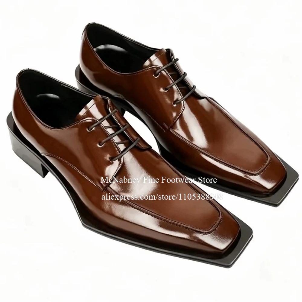 Men Formal Wear For Wedding - Кожаные туфли-оксфорды на шнуровке с шипами,