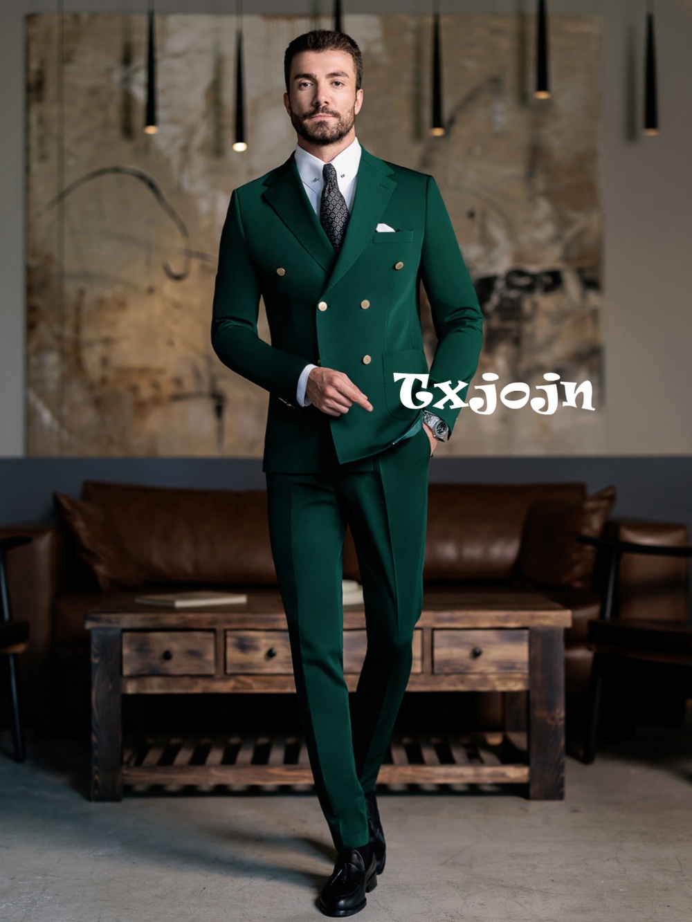 Зеленый мужской костюм-двойка  – обзор и цена Elegant Formal Men'S Wear