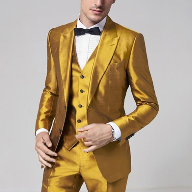2025 Золотисто-желтый атласный – обзор и цена Formal Wear For Men Yellow